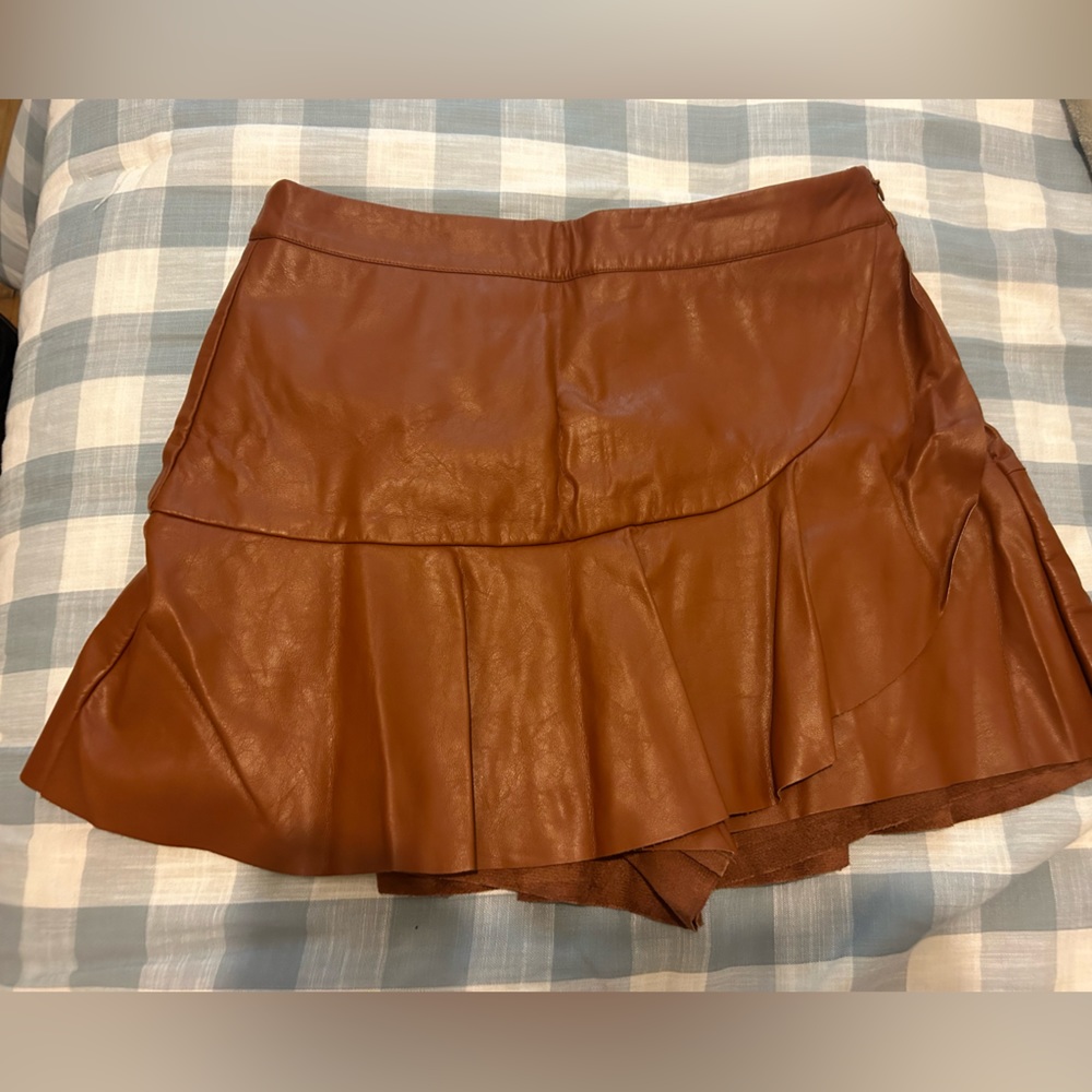 Brown Leather Skort